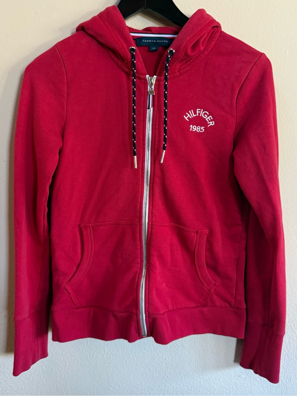 Tommy Hilfiger Red Zip-Up Hoodie Jacket